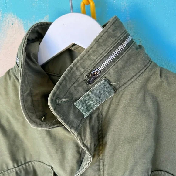 Vintage 1960s US Military M-65 Hooded Field Jacket Medium Army OG-107 No Liner - Picture 14 of 16